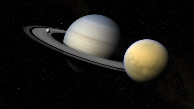 Titan enceladus and saturn